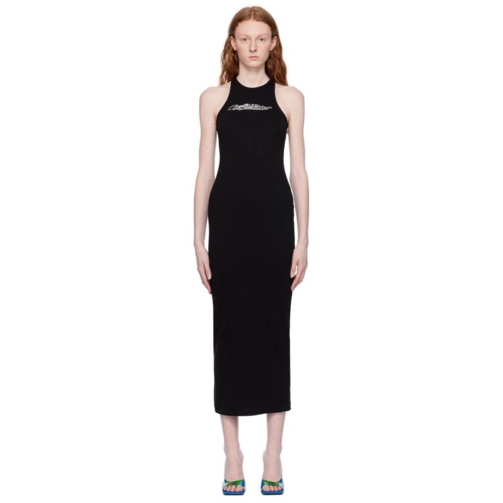 NWT OFF-WHITE Black Bling Baseball Midi Dress SIZE MEDIUM